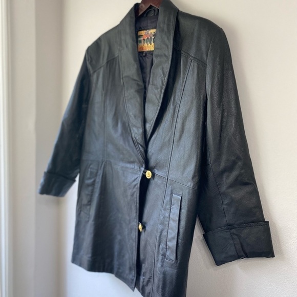VINTAGE Genuine Leather Coat, Size M - Picture 4 of 7